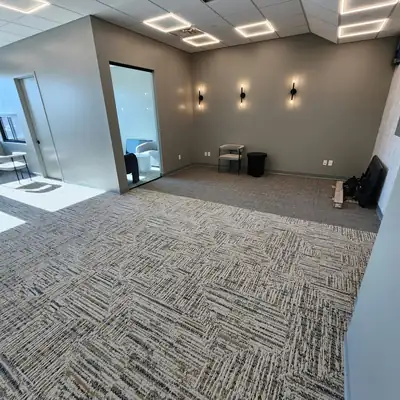 Carpet tile installed in a finished office