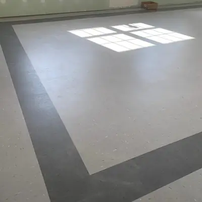 Two-tone luxury vinyl tile with a contrasting border pattern