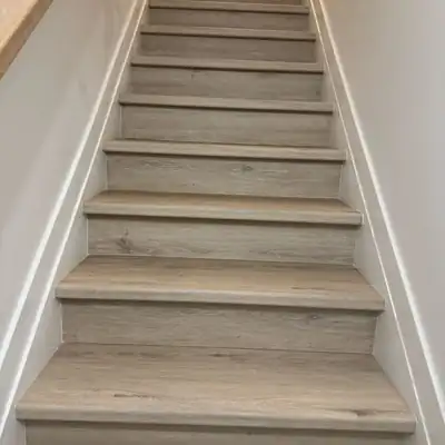 Luxury vinyl plank stair treads and risers