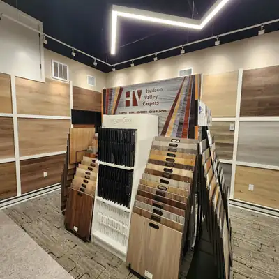 Wide view inside the Hudson Valley Carpets showroom in Airmont NY